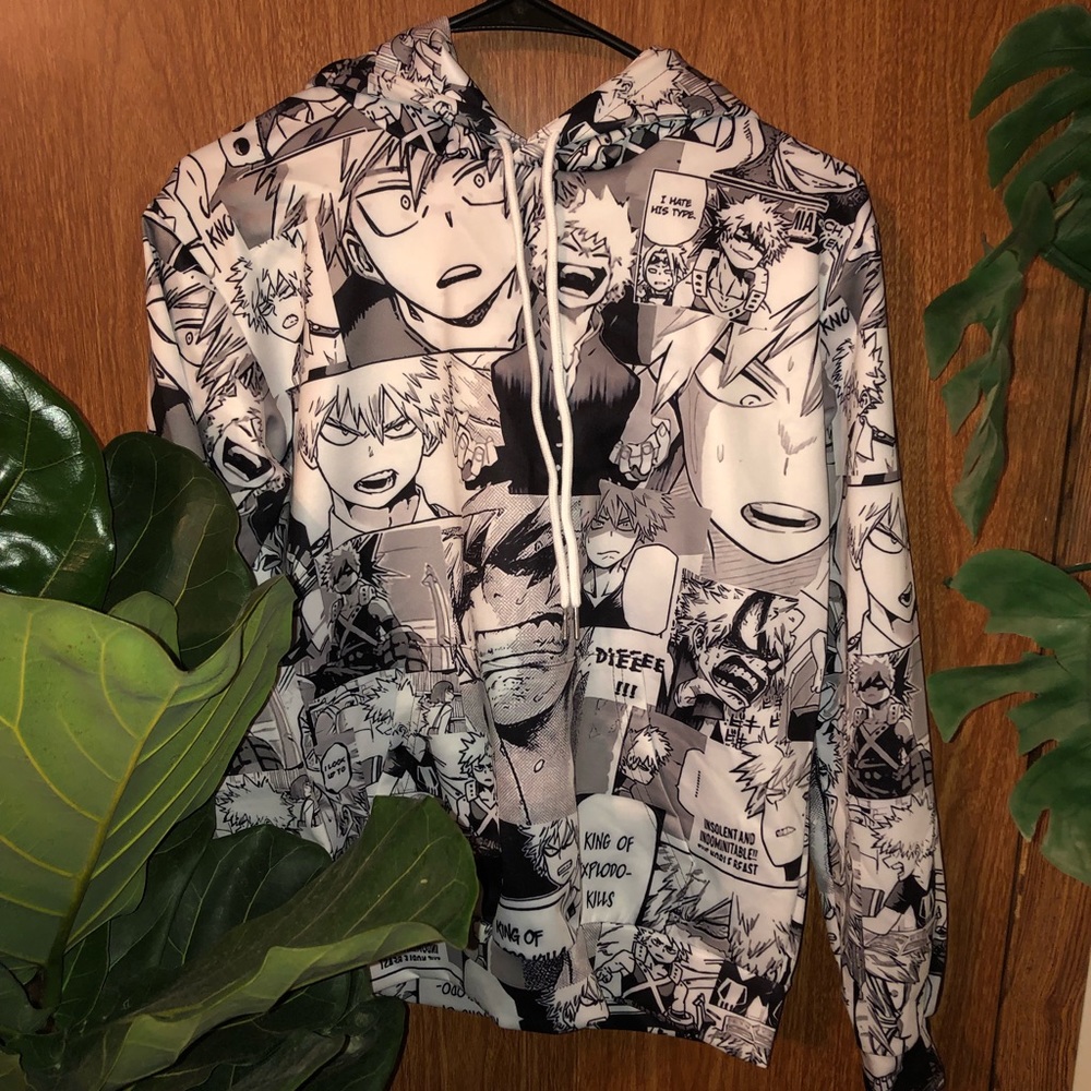 Bakugo My Hero Academia 3D Printed Collage Hoodie Small Never Worn